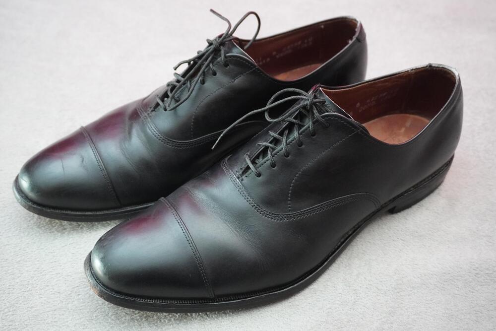 Allen Edmonds Park Avenue Shoes Mens Size 11 Black Leather Cap Toe Oxford Dress